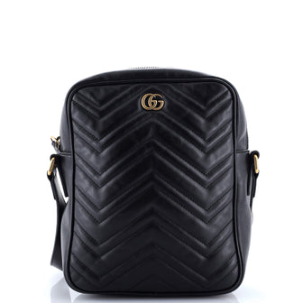 Gucci GG Marmont Zip Messenger Bag Matelasse Leather Small