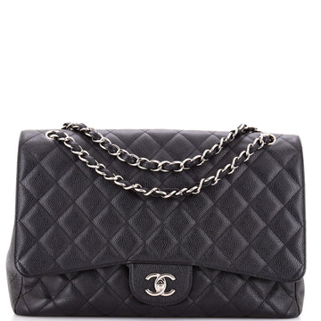 Chanel Vintage Classic Single Flap Bag Quilted Caviar Maxi