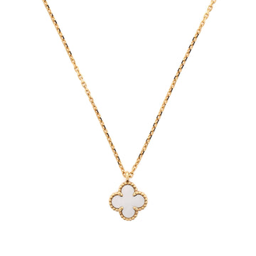 Van Cleef & Arpels Sweet Alhambra Pendant Necklace 18K Yellow Gold and Mother of Pearl