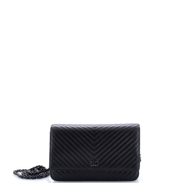 Chanel So Black Wallet on Chain Chevron Lambskin