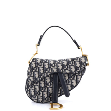 Christian Dior Saddle Handbag with Strap Oblique Canvas Mini