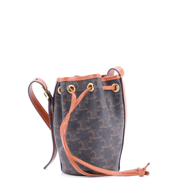Celine Drawstring Bucket Bag Triomphe Coated Canvas Mini
