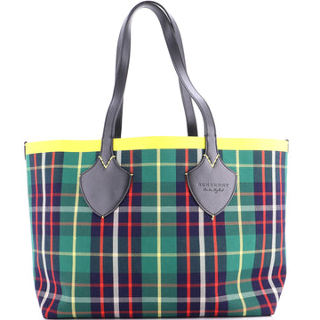 Burberry Reversible Giant Tote Tartan Cotton Medium