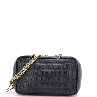 Miu Miu Softy Chain Camera Bag Logo Embossed Leather Medium