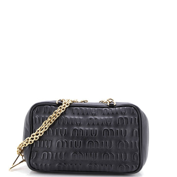 Miu Miu Softy Chain Camera Bag Logo Embossed Leather Medium