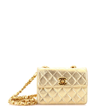 Chanel Vintage CC Chain Flap Bag Quilted Leather Extra Mini