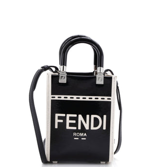 Fendi Sunshine Shopper Tote Patent and Canvas Mini