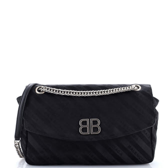 Balenciaga BB Chain Round Shoulder Bag Jacquard Medium