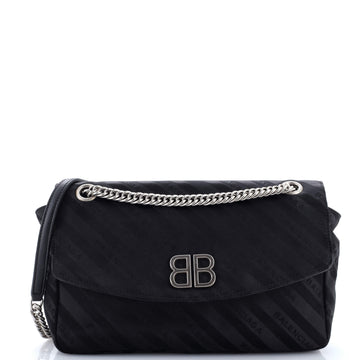 Balenciaga BB Chain Round Shoulder Bag Jacquard Medium