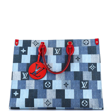 Louis Vuitton OnTheGo Tote Damier and Monogram Patchwork Denim GM