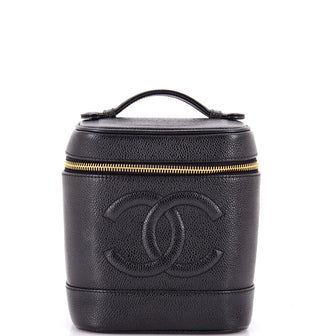 Chanel Vintage Timeless Cosmetic Case Caviar Tall
