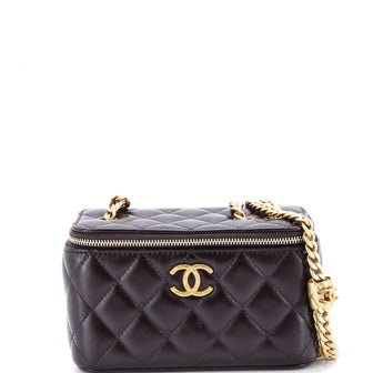 Chanel All Slide Long Vanity Case with Chain Quilted Lambskin Small