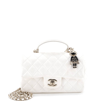Chanel Classic Single Flap Top Handle Bag Quilted Lambskin with Lion Charm Mini
