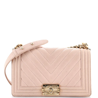 Chanel Boy Flap Bag Chevron Caviar Old Medium