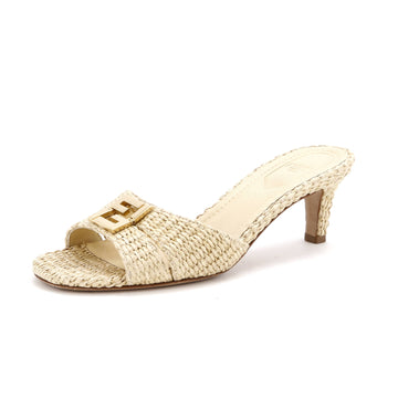 Fendi Women's FF Fold Heeled Mules Raffia