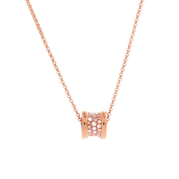 Bvlgari B.Zero1 Pendant Necklace 18K Rose Gold with Pave Diamonds Mini