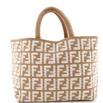 Fendi Shopper Tote Zucca Crochet Cashmere Large