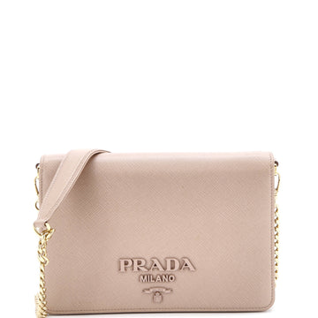 Prada Monochrome Chain Flap Bag Saffiano Leather Small