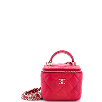 Chanel Classic Top Handle Vanity Case with Chain Quilted Lambskin Mini