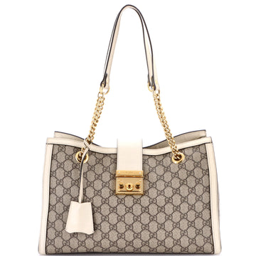 Gucci Padlock Chain Tote GG Coated Canvas with Leather Medium