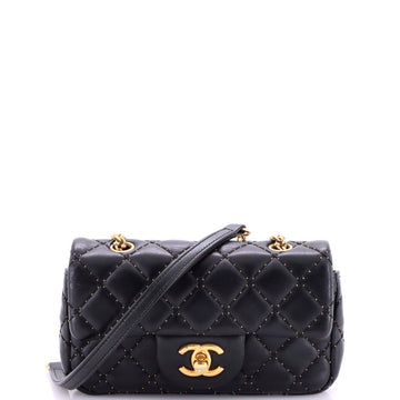 Chanel Classic Single Flap Bag Studded Quilted Lambskin Extra Mini