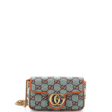 Gucci GG Marmont Flap Bag Diagonal Quilted GG Canvas Super Mini