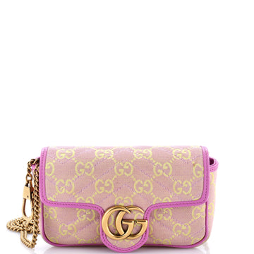 Gucci GG Marmont Flap Bag Diagonal Quilted GG Canvas Super Mini