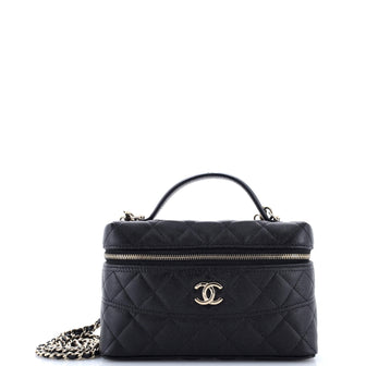 Chanel Trendy Handle Slim Vanity Case with Chain Quilted Caviar