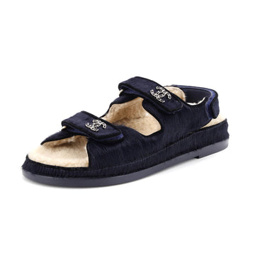Chanel Women's Velcro Dad Sandals Calf Hair and Shearling