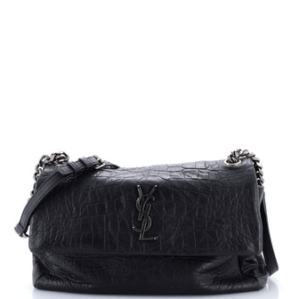 Saint Laurent West Hollywood Shoulder Bag Crocodile Embossed Leather Medium