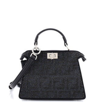 Fendi Peekaboo ISeeU Bag Zucca Crystal Embellished Suede Petite