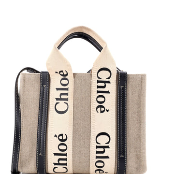 Chloe Woody Tote Canvas with Leather Small