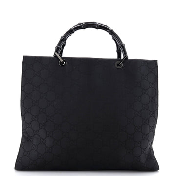 Gucci Vintage Bamboo Handle Tote GG Nylon Large