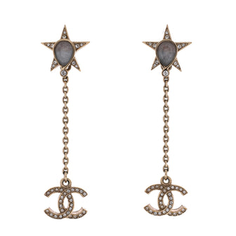 Chanel Star CC Chain Dangle Earrings Metal with Crystals and Resin