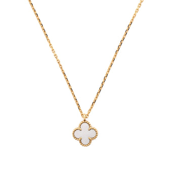 Van Cleef & Arpels Sweet Alhambra Pendant Necklace 18K Yellow Gold and Mother of Pearl