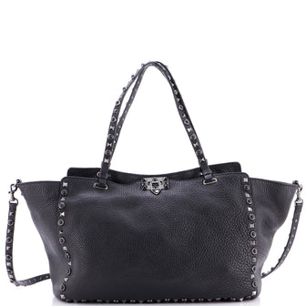 Valentino Garavani Rolling Rockstud Tote Leather with Cabochons Medium