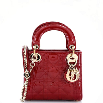 Christian Dior Lady Dior Chain Bag Cannage Quilt Patent Mini