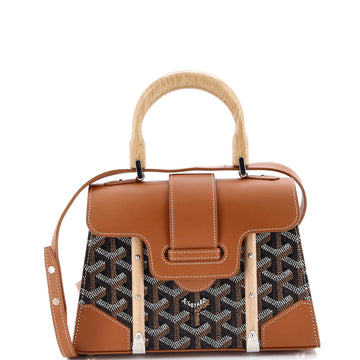 Goyard Structured Saigon Top Handle Bag Coated Canvas with Leather Mini