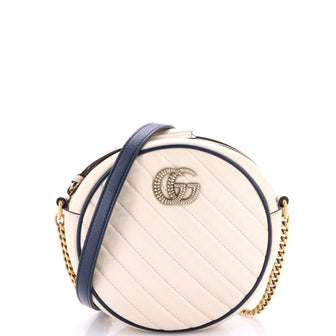 Gucci GG Marmont Round Shoulder Bag Diagonal Quilted Leather Mini