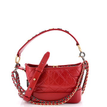 Chanel Gabrielle Hobo with Logo Handle Quilted Aged Calfskin Small