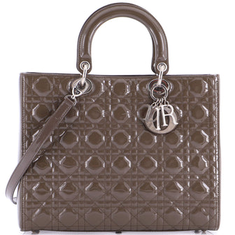 Christian Dior Lady Dior Bag Cannage Quilt Patent Large