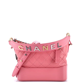 Chanel Gabrielle Hobo with Logo Handle Quilted Aged Calfskin Medium