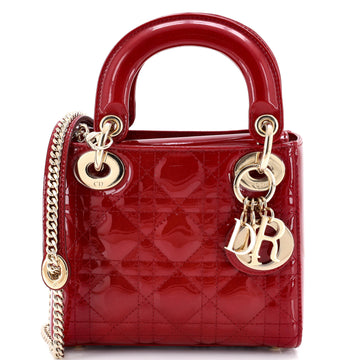 Christian Dior Lady Dior Chain Bag Cannage Quilt Patent Mini