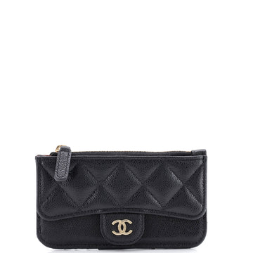 Chanel Flap Zip Card Holder Quilted Caviar