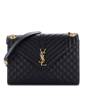 Saint Laurent Classic Monogram Envelope Satchel Mixed Matelasse Leather Large
