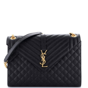Saint Laurent Classic Monogram Envelope Satchel Mixed Matelasse Leather Large
