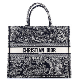 Christian Dior Book Tote Embroidered Canvas Large