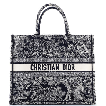 Christian Dior Book Tote Embroidered Canvas Large
