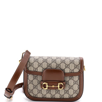Gucci Horsebit 1955 Shoulder Bag GG Coated Canvas with Leather Mini