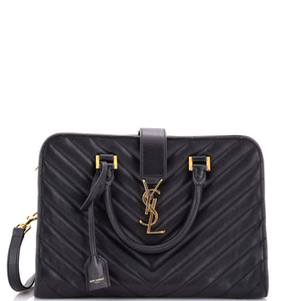 Saint Laurent Monogram Cabas Matelasse Chevron Leather Small